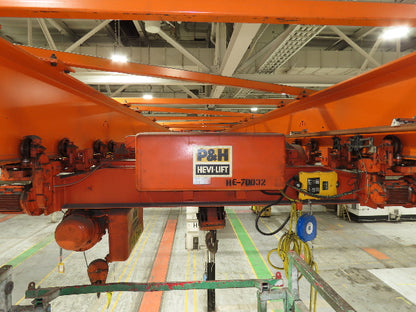 Cleveland Tramrail P&H 6 Ton Double Girder Underhung Bridge Crane 45' 10" Span