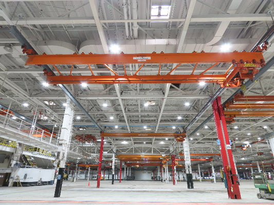 Cleveland Tramrail P&H 6 Ton Double Girder Underhung Bridge Crane 45' 10" Span