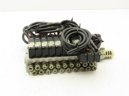 Koganei A113-4E2-13 Pneumatic Solenoid Valve 10-Station Manifold 24V