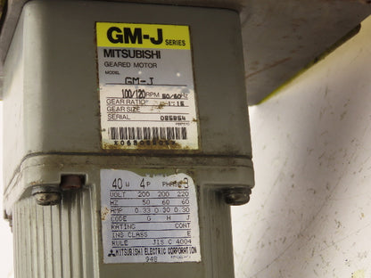 Mitsubishi GM-J Geared Motor Feeder Head 1:15 120 RPM 200V 3PH