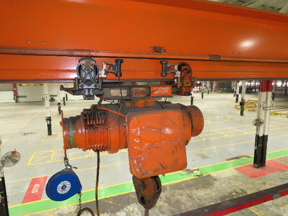 Cleveland Tramrail P&H 3 Ton Single Girder Underhung Bridge Crane 45' 10" Span