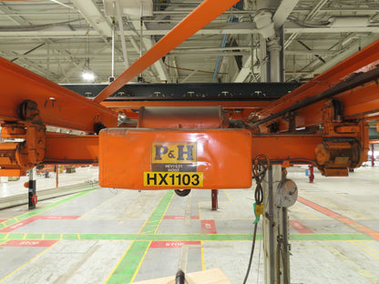 Cleveland Tramrail P&H 5 Ton Double Girder Underhung Bridge Crane 21' 8" Span