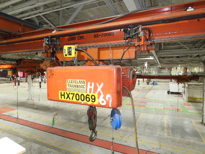 Cleveland Tramrail P&H 3 Ton Underhung Bridge Crane 21' Span Magnetek Remote