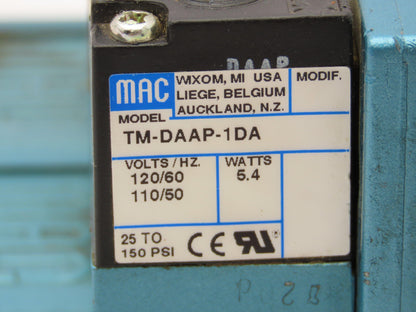 Mac 82A-AA-CKA-TM-DAA5-1DA Pneumatic 3-Station Manifold Solenoid Valve 120V