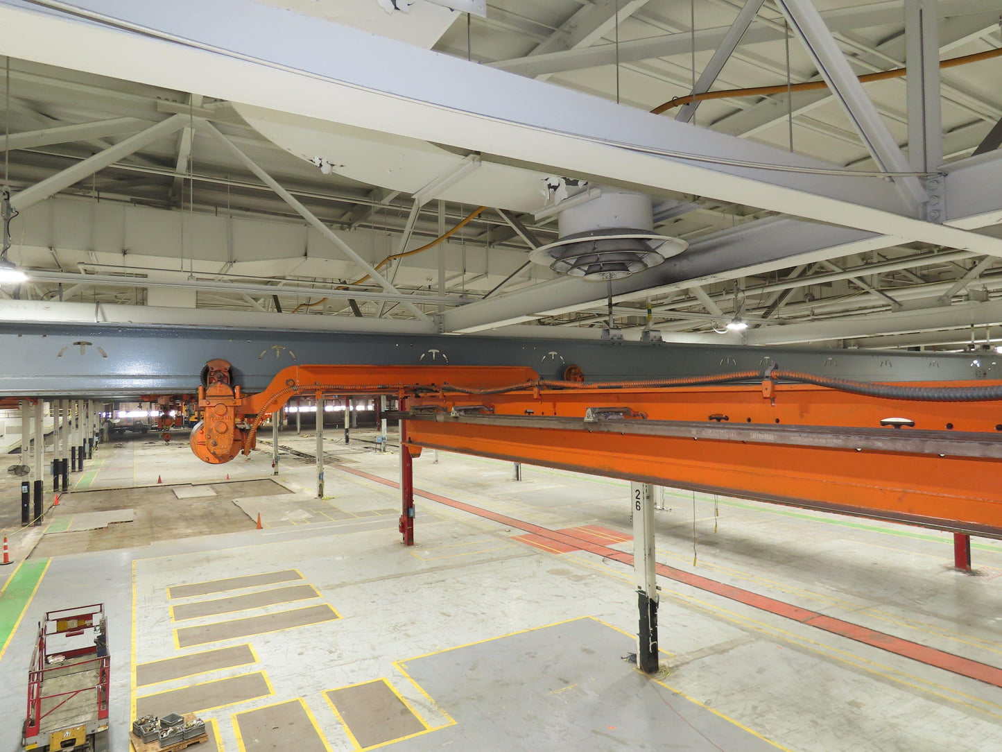 Cleveland Tramrail P&H 1 Ton Single Girder Underhung Bridge Crane 21' Span