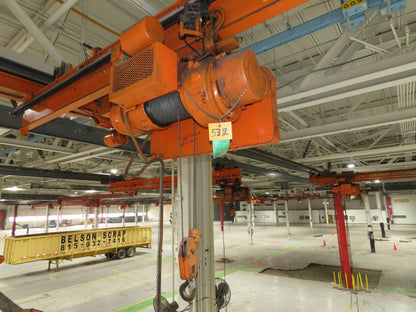 Cleveland Tramrail P&H 1 Ton Single Girder Underhung Bridge Crane 21' Span