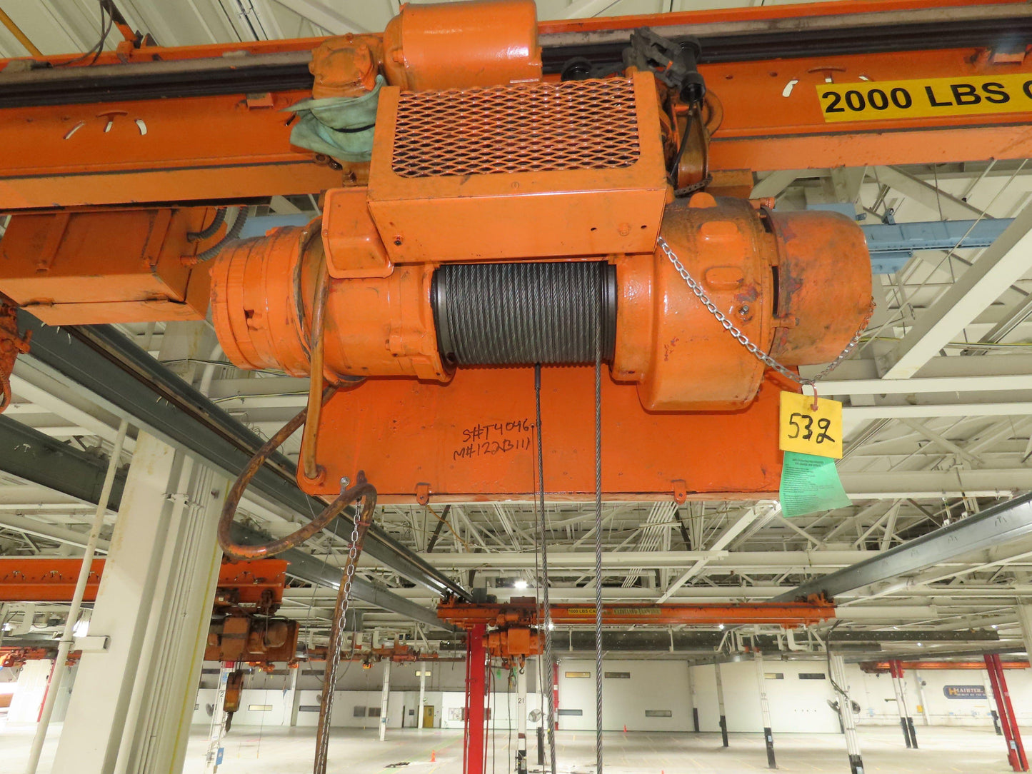 Cleveland Tramrail P&H 1 Ton Single Girder Underhung Bridge Crane 21' Span