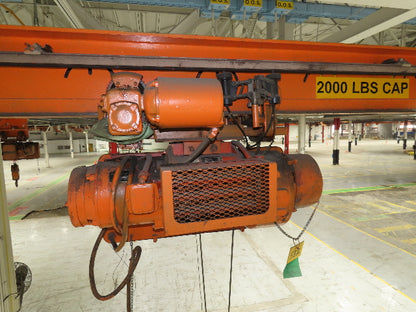 Cleveland Tramrail P&H 1 Ton Single Girder Underhung Bridge Crane 21' Span