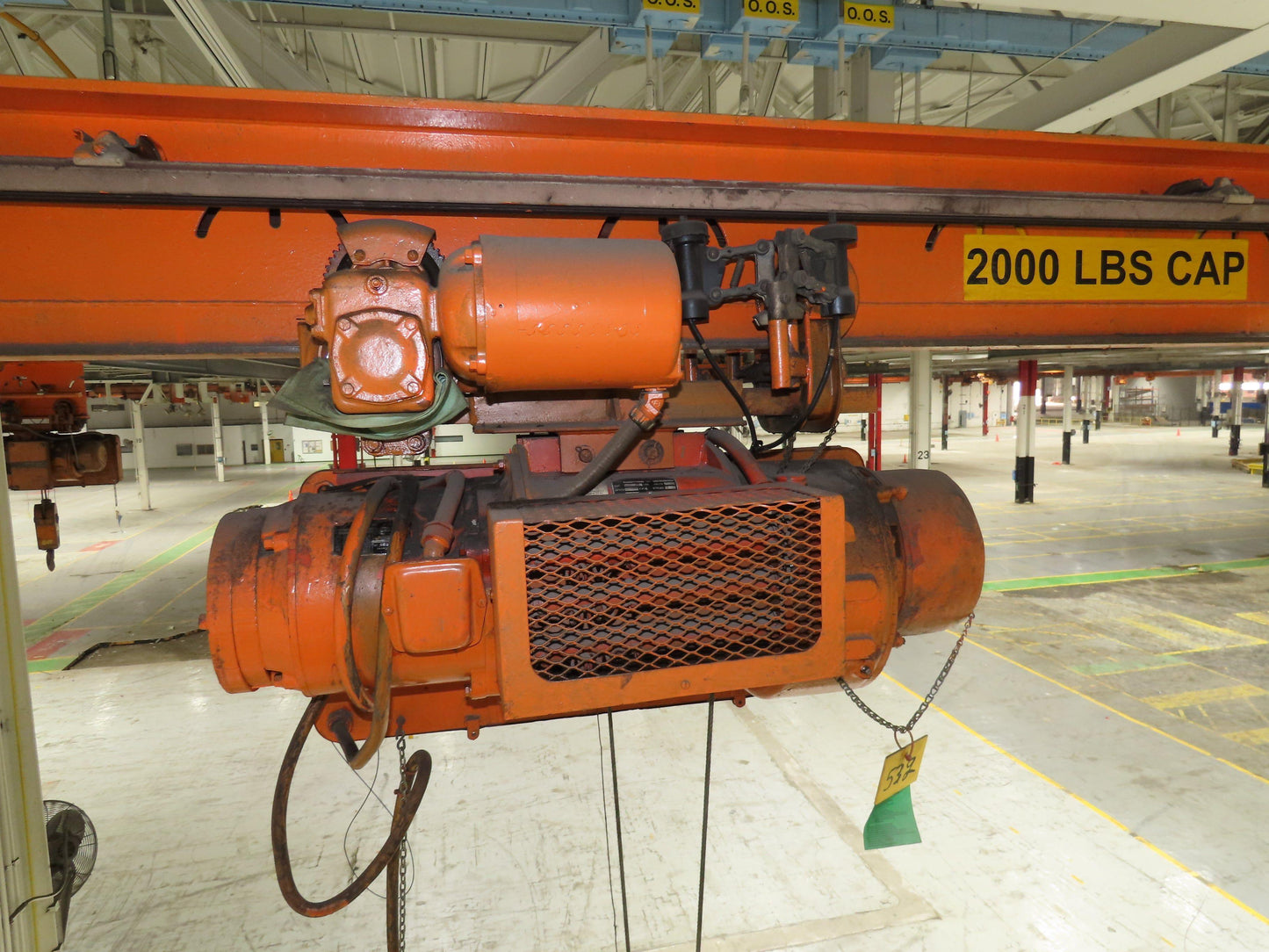 Cleveland Tramrail P&H 1 Ton Single Girder Underhung Bridge Crane 21' Span