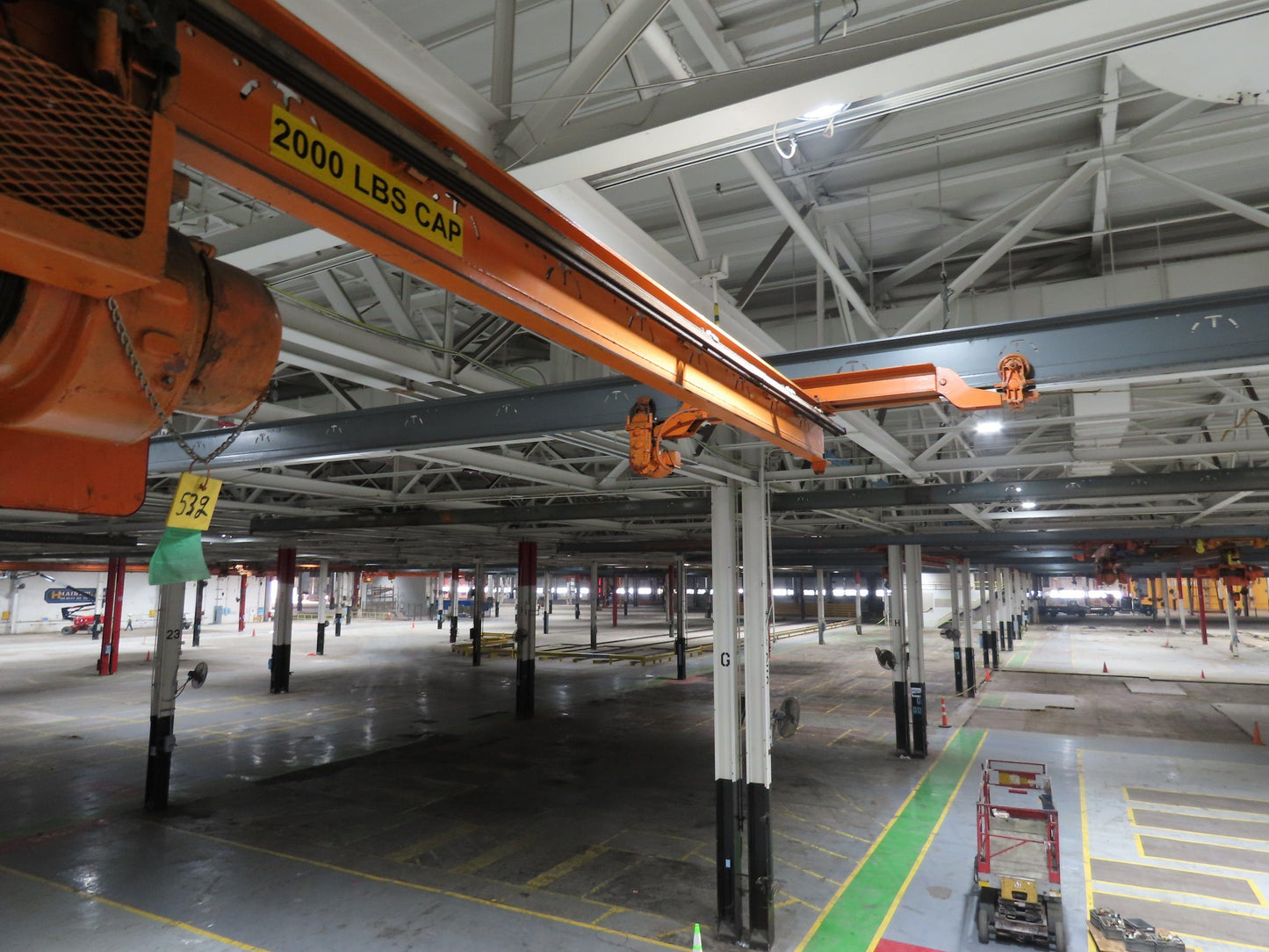 Cleveland Tramrail P&H 1 Ton Single Girder Underhung Bridge Crane 21' Span