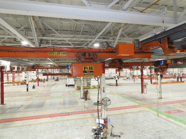 Cleveland Tramrail P&H 1 Ton Single Girder Underhung Bridge Crane 21' Span