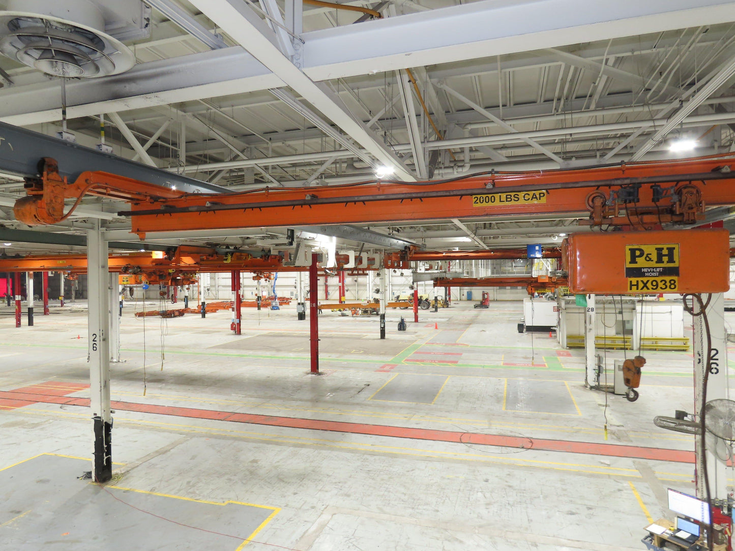Cleveland Tramrail P&H 1 Ton Single Girder Underhung Bridge Crane 21' Span