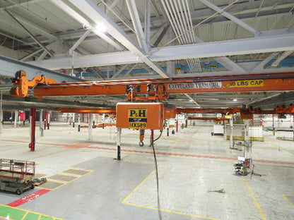 Cleveland Tramrail P&H 1/2 Ton Single Girder Underhung Bridge Crane 21' Span