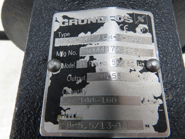 Grundfos SPK8-3/2 A-M-A-RUUV Vertical Immersion Coolant Pump 26-42GPM .5kW 230V