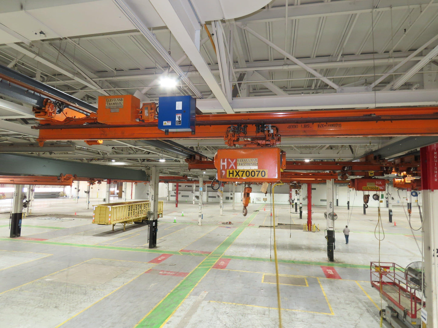 Cleveland Tramrail P&H 2 Ton Single Girder Underhung Bridge Crane 21' Span