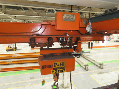 Cleveland Tramrail P&H 3 Ton Single Girder Underhung Bridge Crane 45' 10" Span