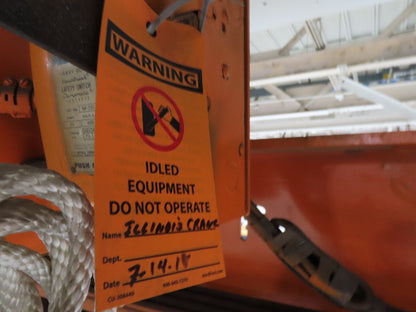 Cleveland Tramrail P&H 3 Ton Single Girder Underhung Bridge Crane 45' 10" Span