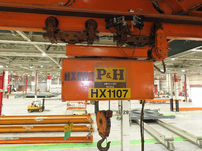 Cleveland Tramrail P&H 3 Ton Single Girder Underhung Bridge Crane 45' 10" Span