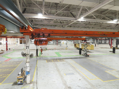 Cleveland Tramrail P&H 3 Ton Single Girder Underhung Bridge Crane 45' 10" Span