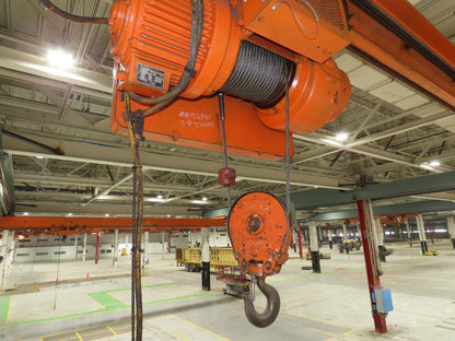 Cleveland Tramrail P&H 3 Ton Single Girder Underhung Bridge Crane 45' 10" Span