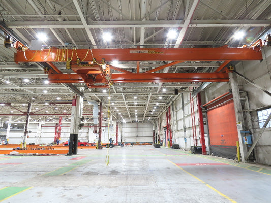 Cleveland Tramrail P&H 15 Ton Double Girder Underhung Bridge Crane 44' 6" Span