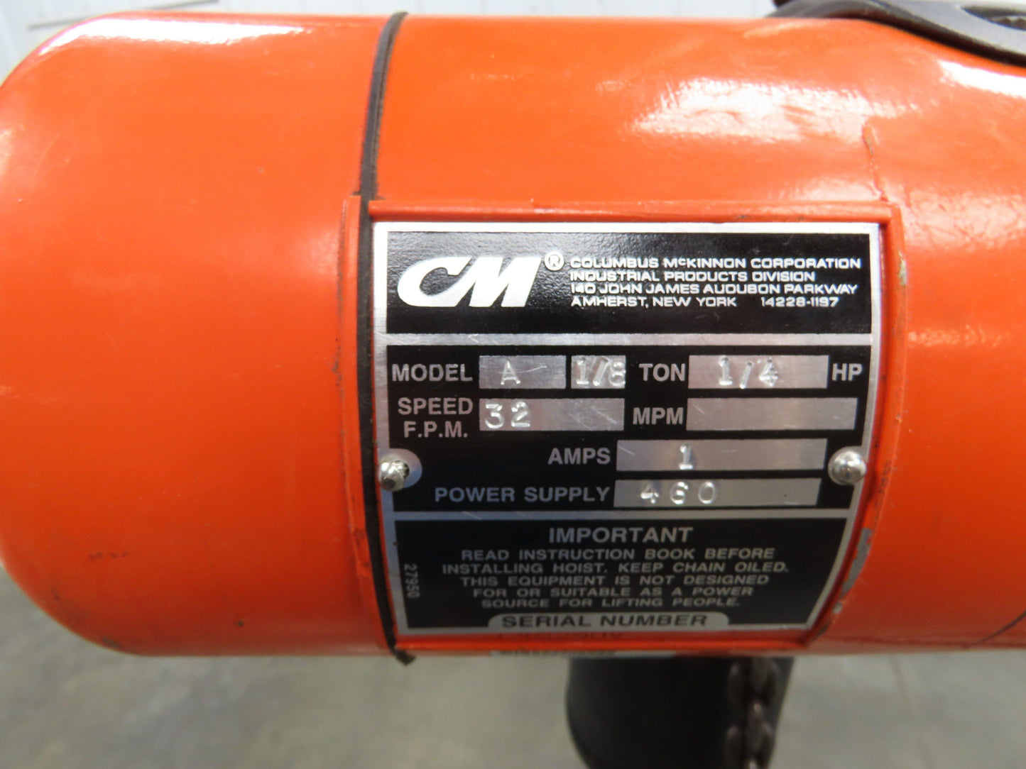 CM Lodestar A Electric Chain Hoist 1/8 Ton 250 LB 32 FPM Variable Speed 8' Lift