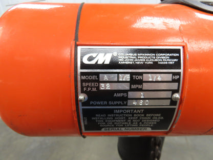 CM Lodestar A Electric Chain Hoist 1/8 Ton 250 LB 32 FPM Variable Speed 8' Lift