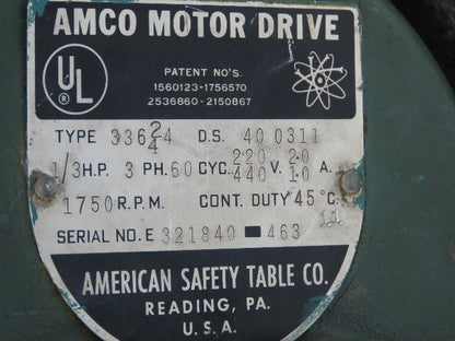 American Safety Table Co. 33624 Amco Motor Drive 1/3Hp 220/440V 10/20A 1750RPM