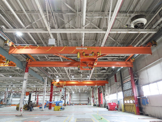 Cleveland Tramrail P&H 15 Ton Double Girder Underhung Bridge Crane 44' 6" Span