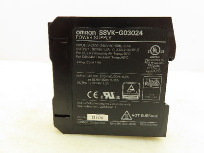 Omron S8VK-G03024 Power Supply input 100-240VAC 1.3A Class 2 Lot Of 2