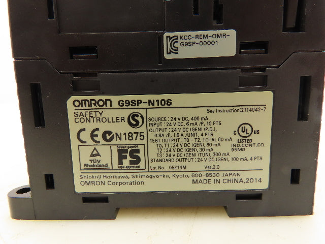 Omron G9SP-N10S Programmable Safety Controller 24VDC 1.6A 10 Inputs 4 Outputs