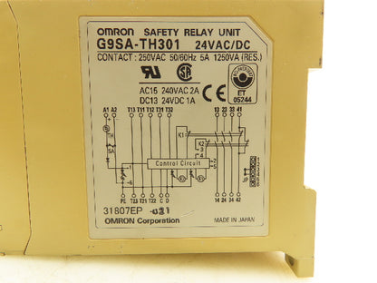 Omron G9SA-TH301 Safety Relay Unit 24V AC/DC 5A 3Pole