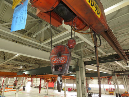 Cleveland Tramrail P&H 1 Ton Single Girder Underhung Bridge Crane 45' 10" Span