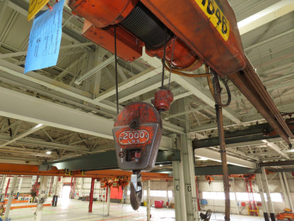 Cleveland Tramrail P&H 1 Ton Single Girder Underhung Bridge Crane 45' 10" Span