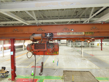 Cleveland Tramrail P&H 1 Ton Single Girder Underhung Bridge Crane 45' 10" Span