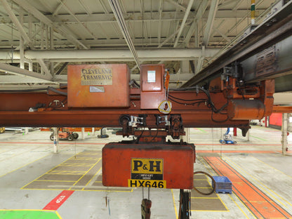 Cleveland Tramrail P&H 1 Ton Single Girder Underhung Bridge Crane 45' 10" Span