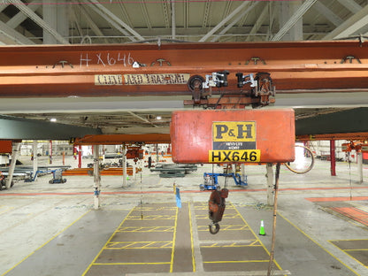 Cleveland Tramrail P&H 1 Ton Single Girder Underhung Bridge Crane 45' 10" Span