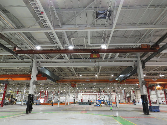 Cleveland Tramrail P&H 1 Ton Single Girder Underhung Bridge Crane 45' 10" Span