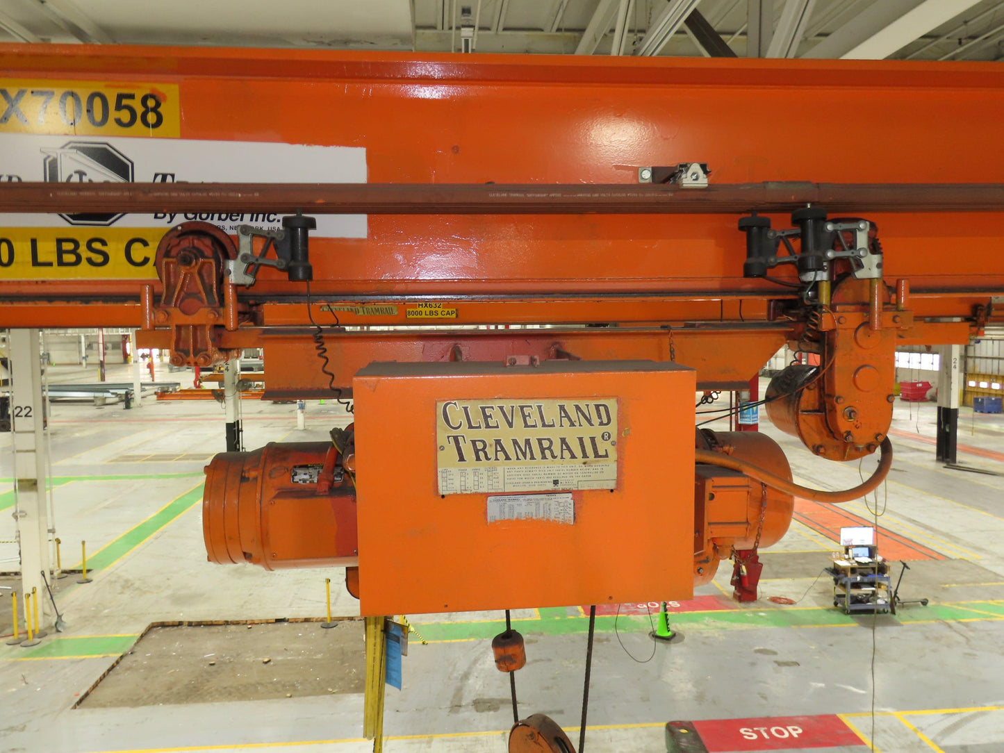 Cleveland Tramrail P&H 2 Ton Single Girder Underhung Bridge Crane 45' 10" Span