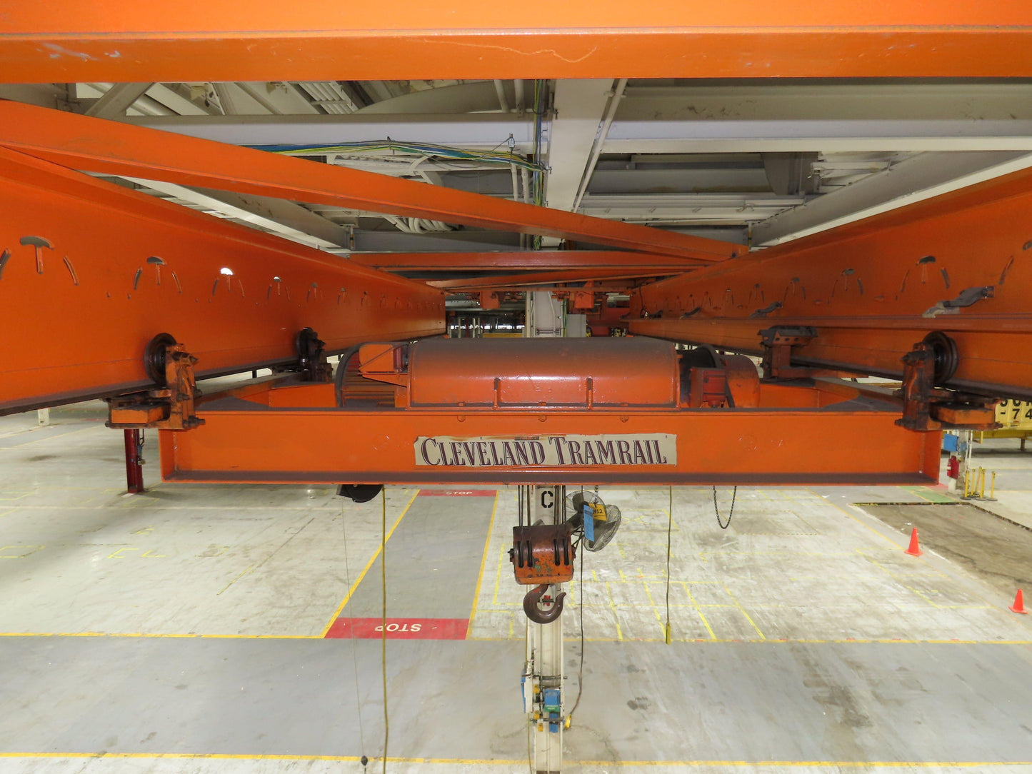 Cleveland Tramrail P&H 4 Ton Double Girder Underhung Bridge Crane 45' 10" Span