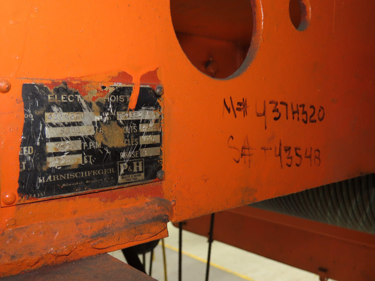 Cleveland Tramrail P&H 4 Ton Double Girder Underhung Bridge Crane 45' 10" Span