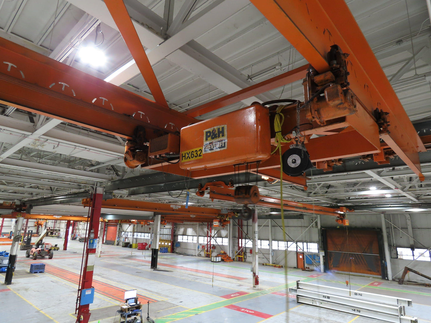 Cleveland Tramrail P&H 4 Ton Double Girder Underhung Bridge Crane 45' 10" Span