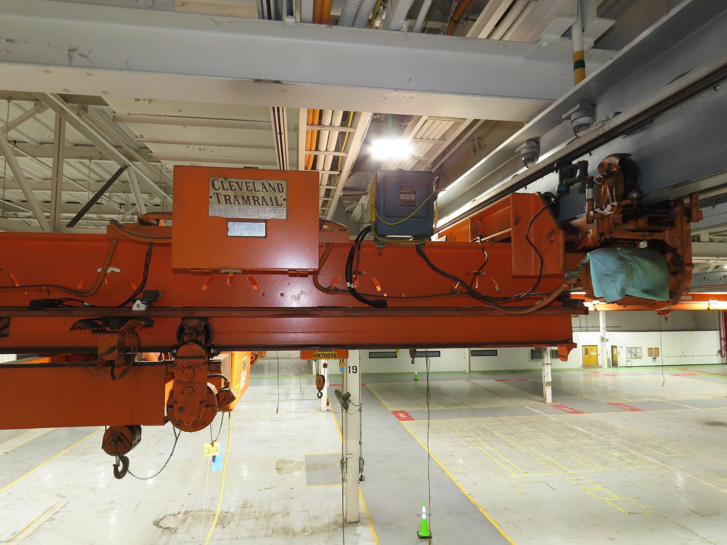 Cleveland Tramrail P&H 4 Ton Double Girder Underhung Bridge Crane 45' 10" Span