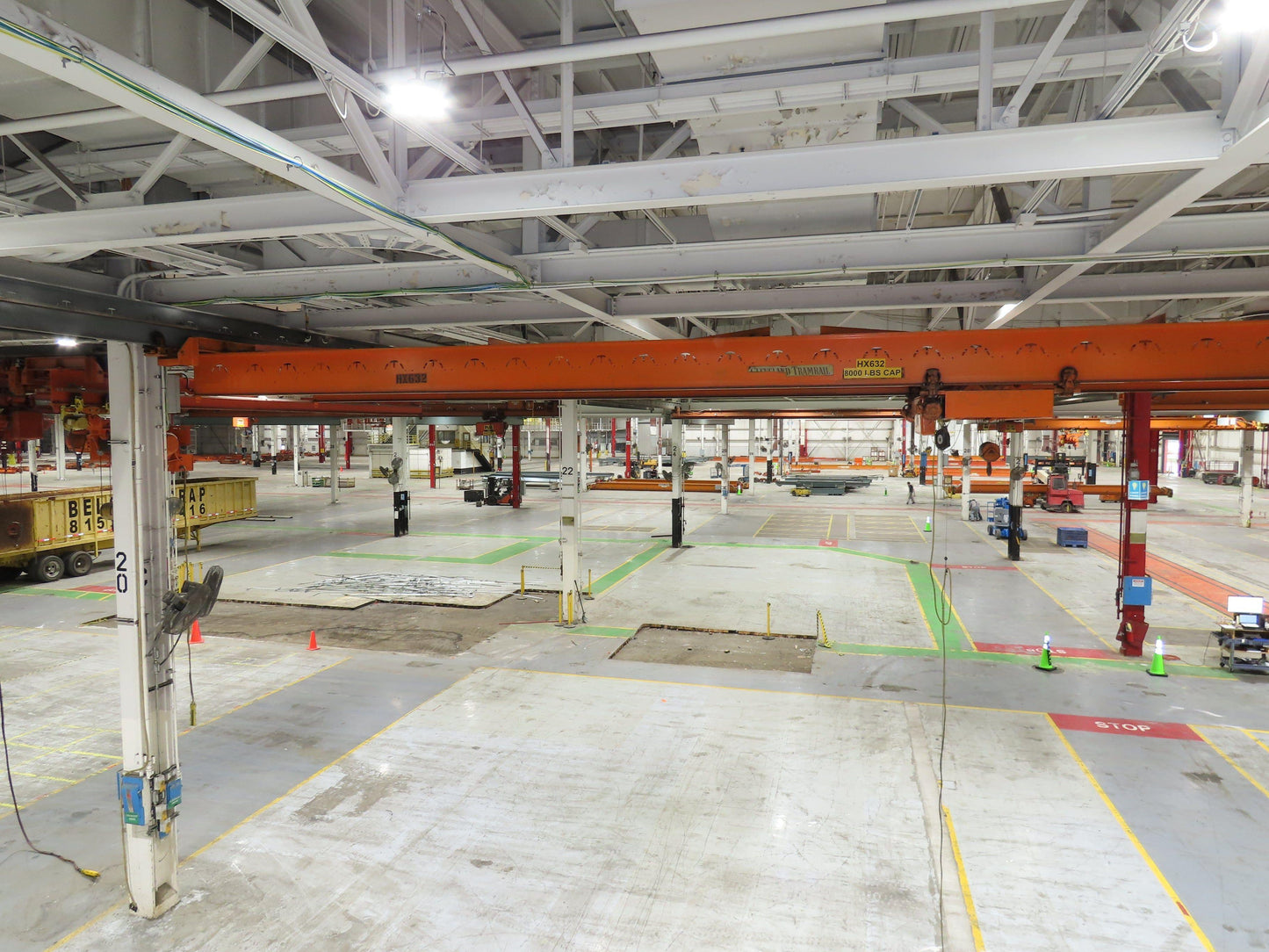 Cleveland Tramrail P&H 4 Ton Double Girder Underhung Bridge Crane 45' 10" Span