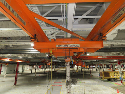 Cleveland Tramrail P&H 4 Ton Double Girder Underhung Bridge Crane 45' 10" Span
