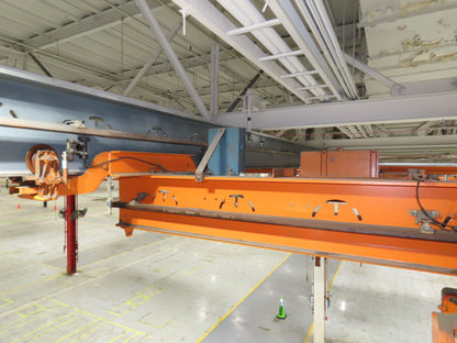 Cleveland Tramrail P&H 1 Ton Single Girder Underhung Bridge Crane 45' 10" Span