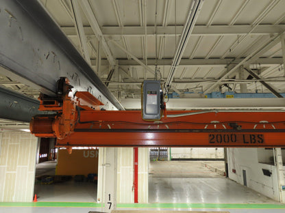 Cleveland Tramrail P&H 1 Ton Single Girder Underhung Bridge Crane 45' 10" Span