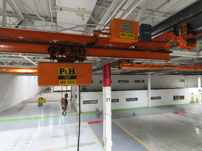 Cleveland Tramrail P&H 1 Ton Single Girder Underhung Bridge Crane 45' 10" Span