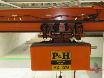 Cleveland Tramrail P&H 1 Ton Single Girder Underhung Bridge Crane 45' 10" Span