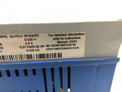 Lenze ESV371N02YXB SMVector AC Drive Variable Speed Inverter VFD .5Hp 230V 3PH